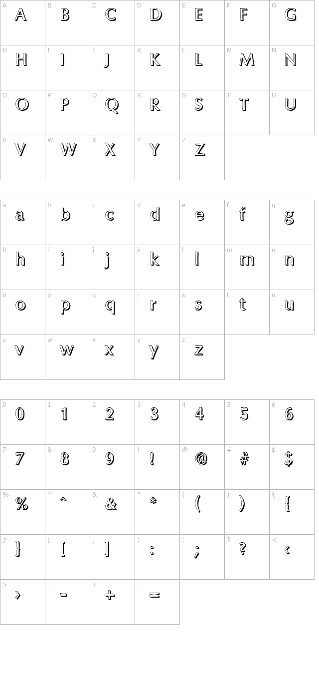 EricBeckerShadow-Medium-Regular character map