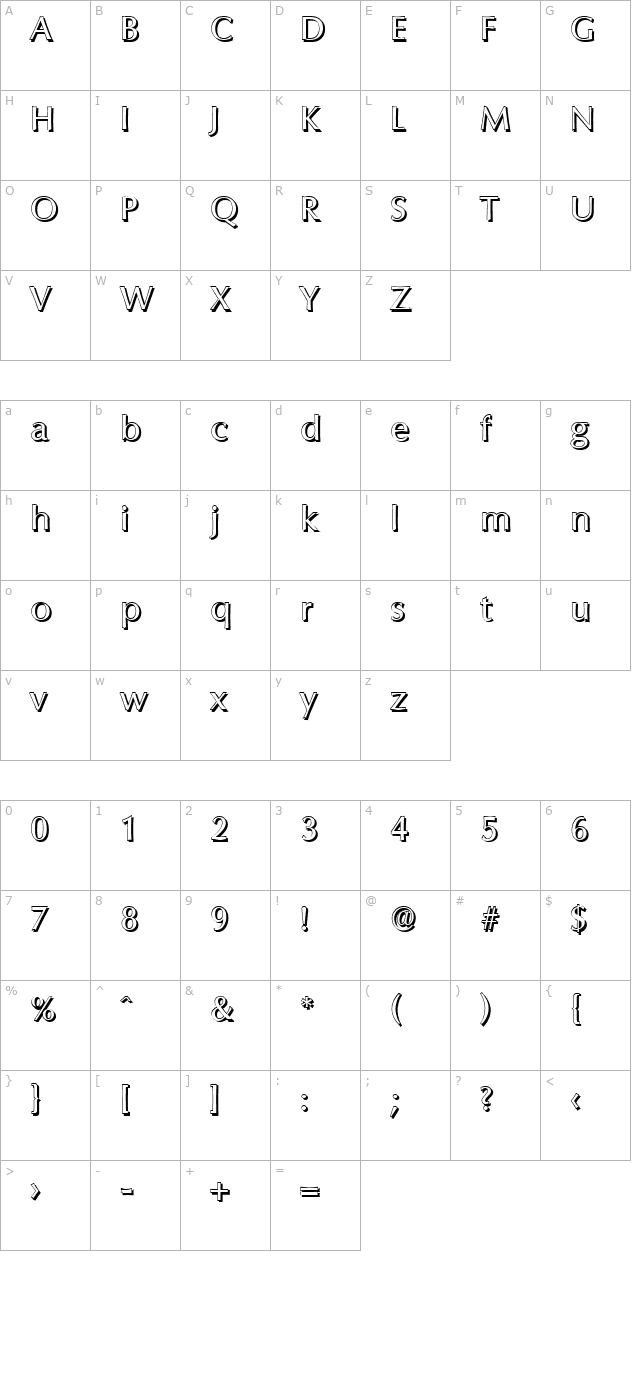 ericbeckershadow-regular character map