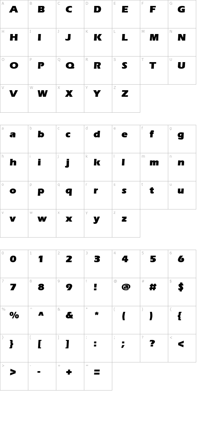 erieblack-bold character map