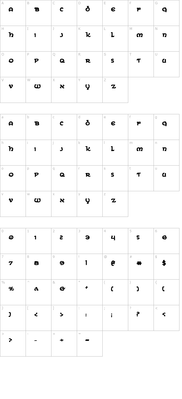 Erin Go Bragh Bold character map