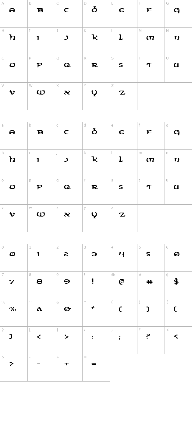 Erin Go Bragh Expanded character map