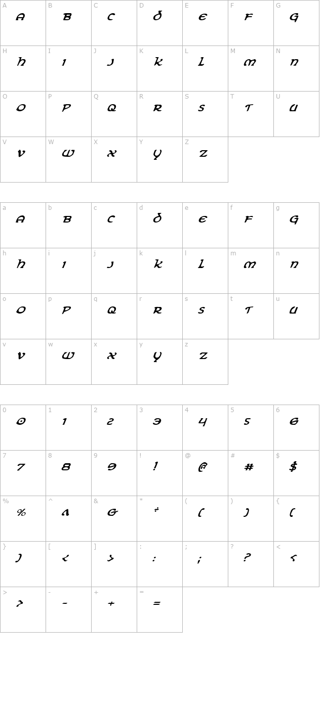 erin-go-bragh-italic character map