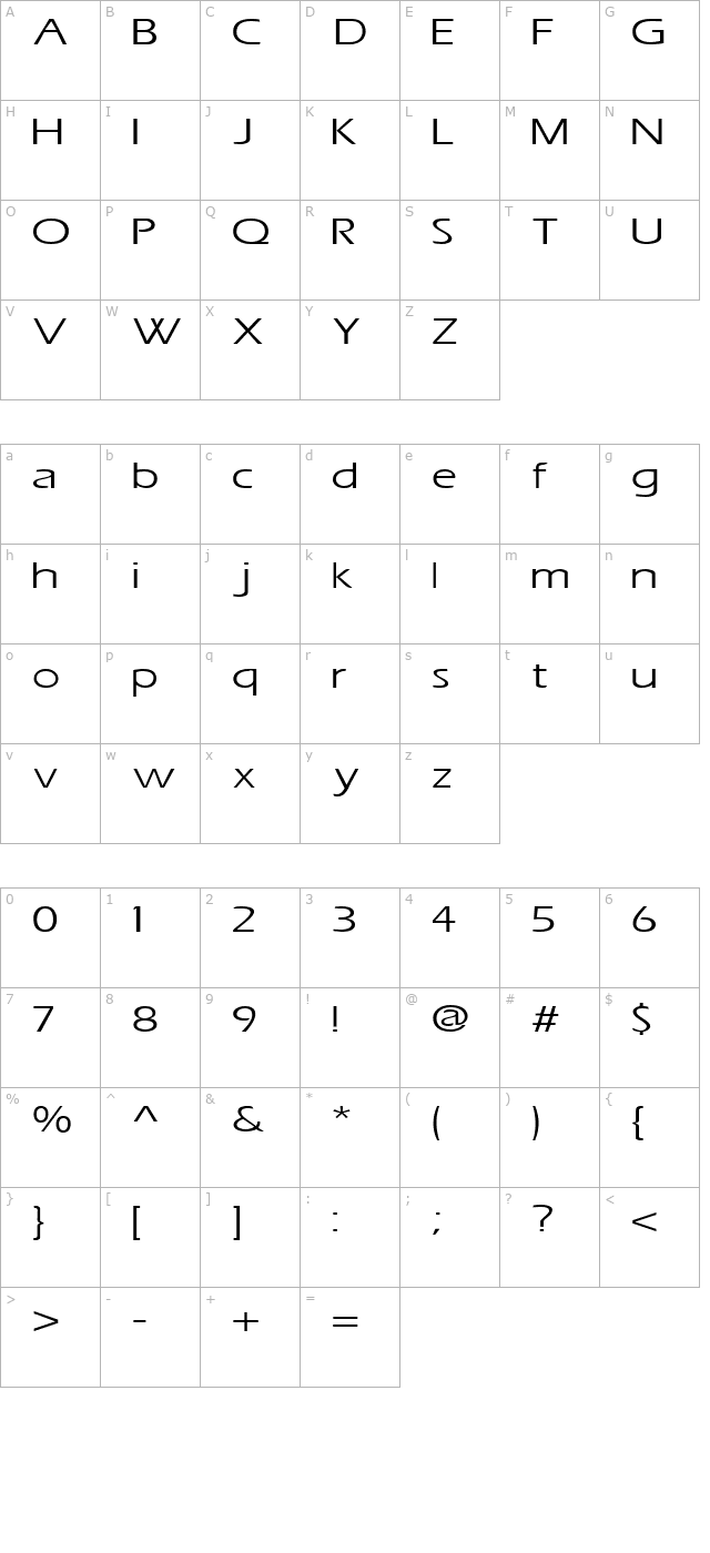 ErosExtended character map