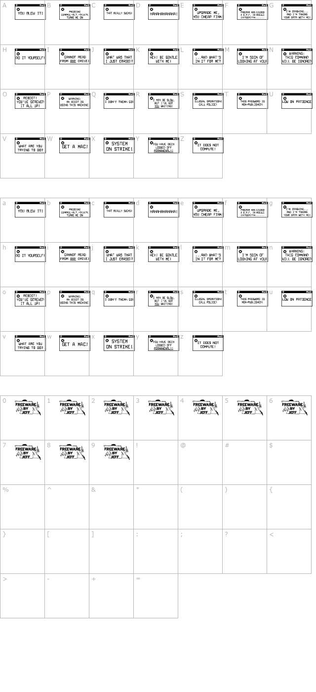 Error MessagesJL character map