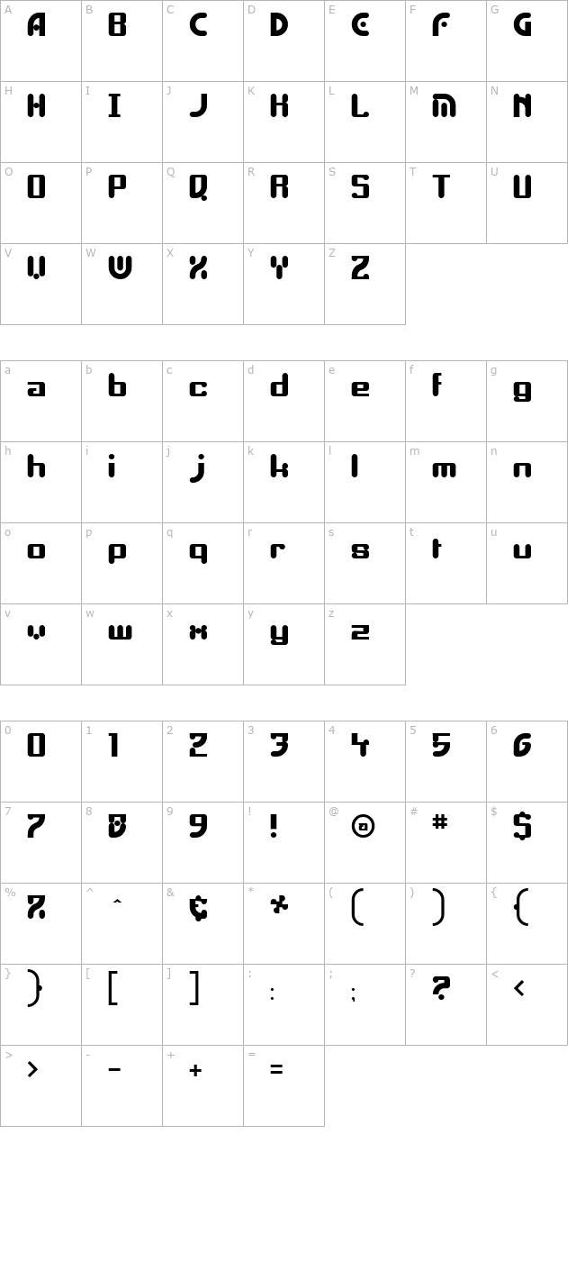 Esboki character map