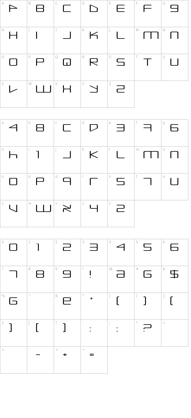 escape-artist-extended character map