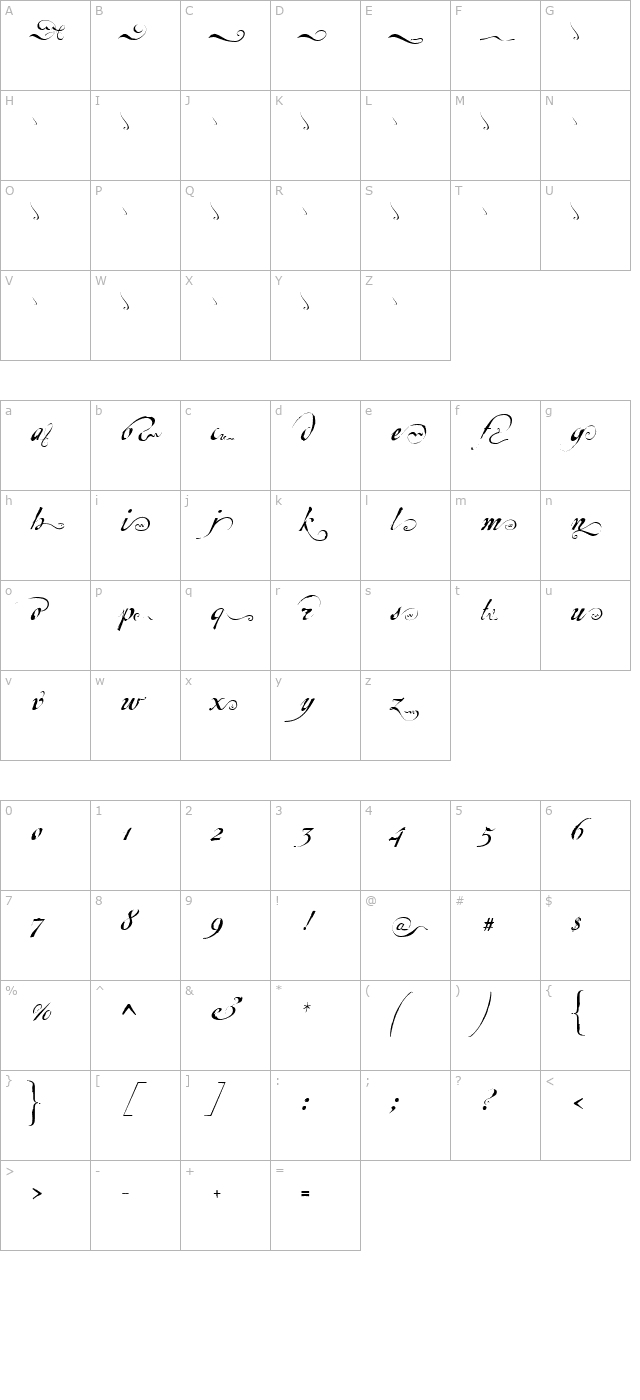 Escrita Final character map