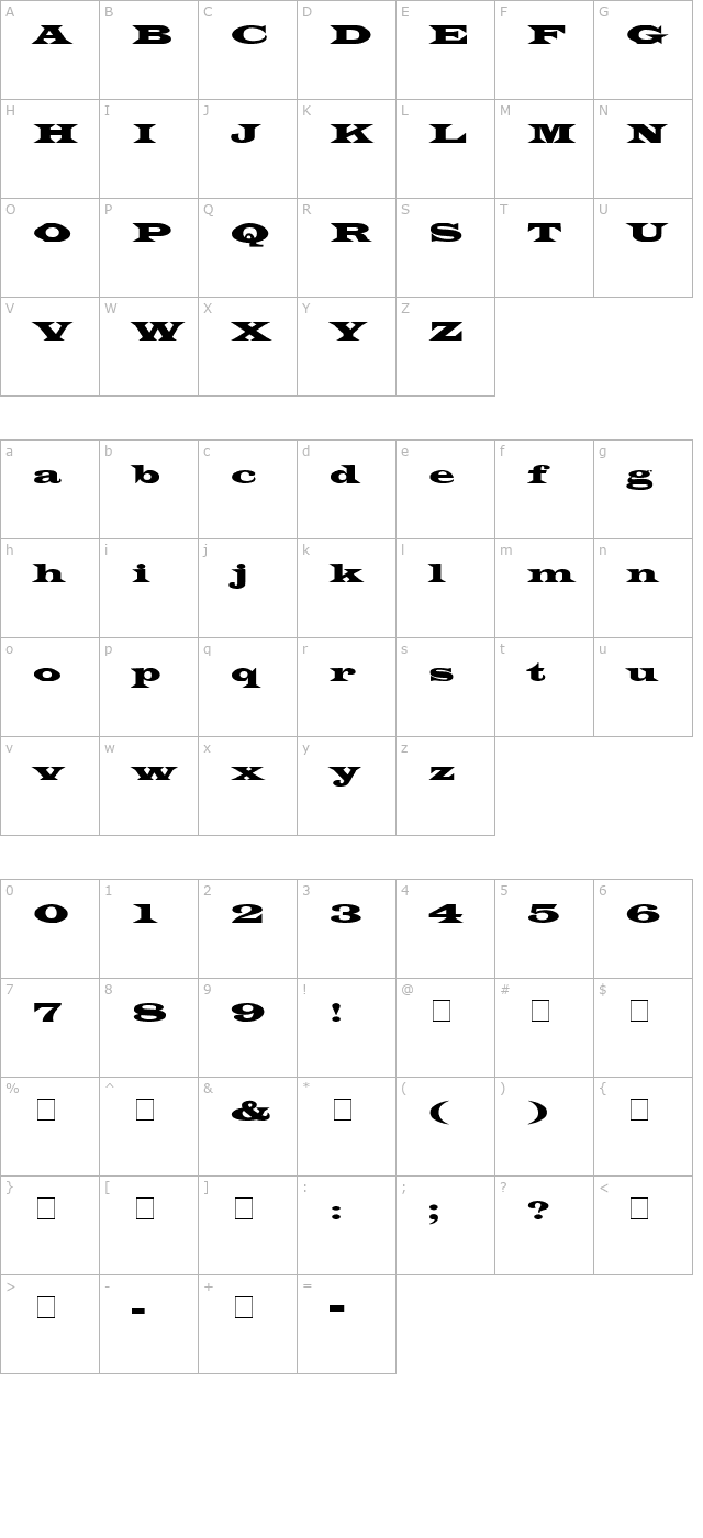 espana-normal character map