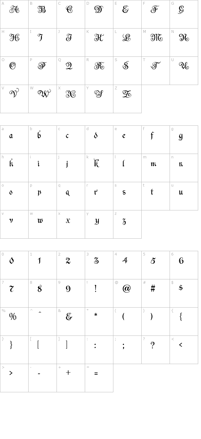 espania-normal character map