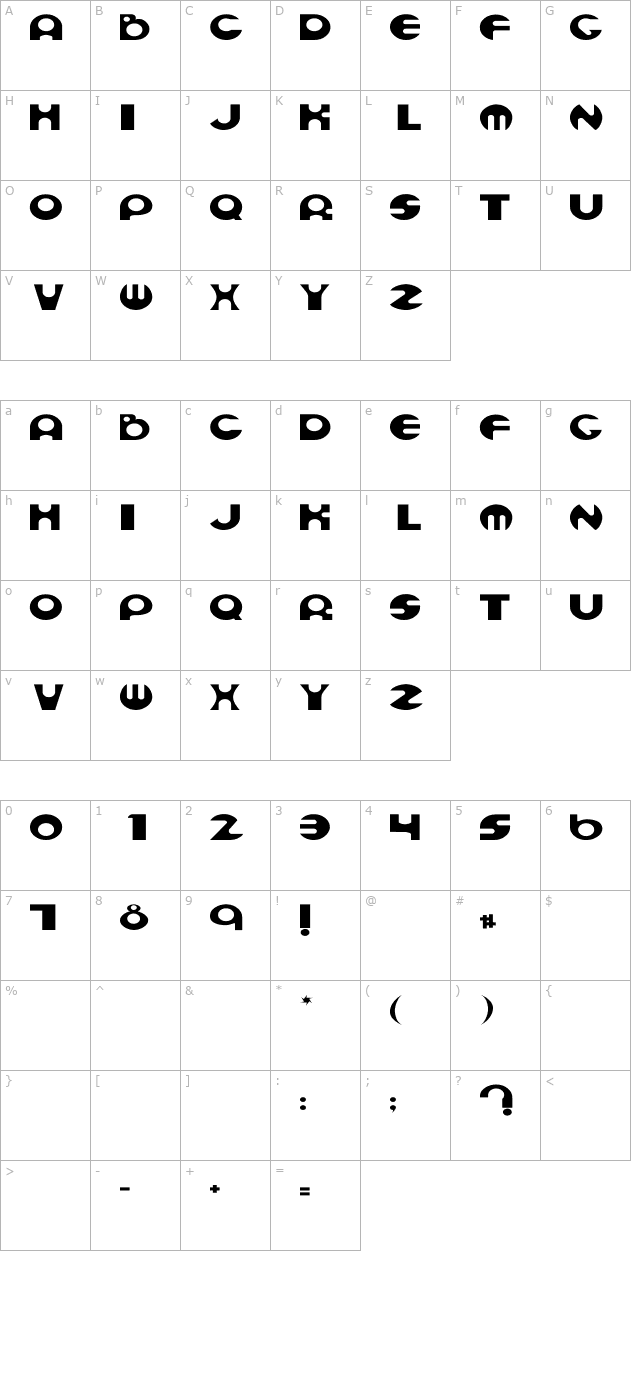 Espheres Wd character map