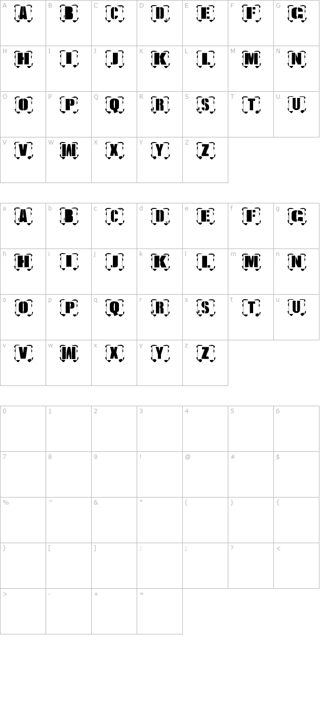 Estilo Urbano character map