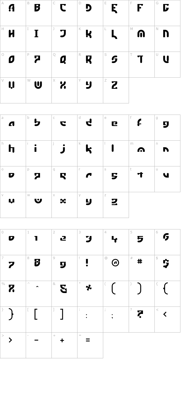 Estuki character map