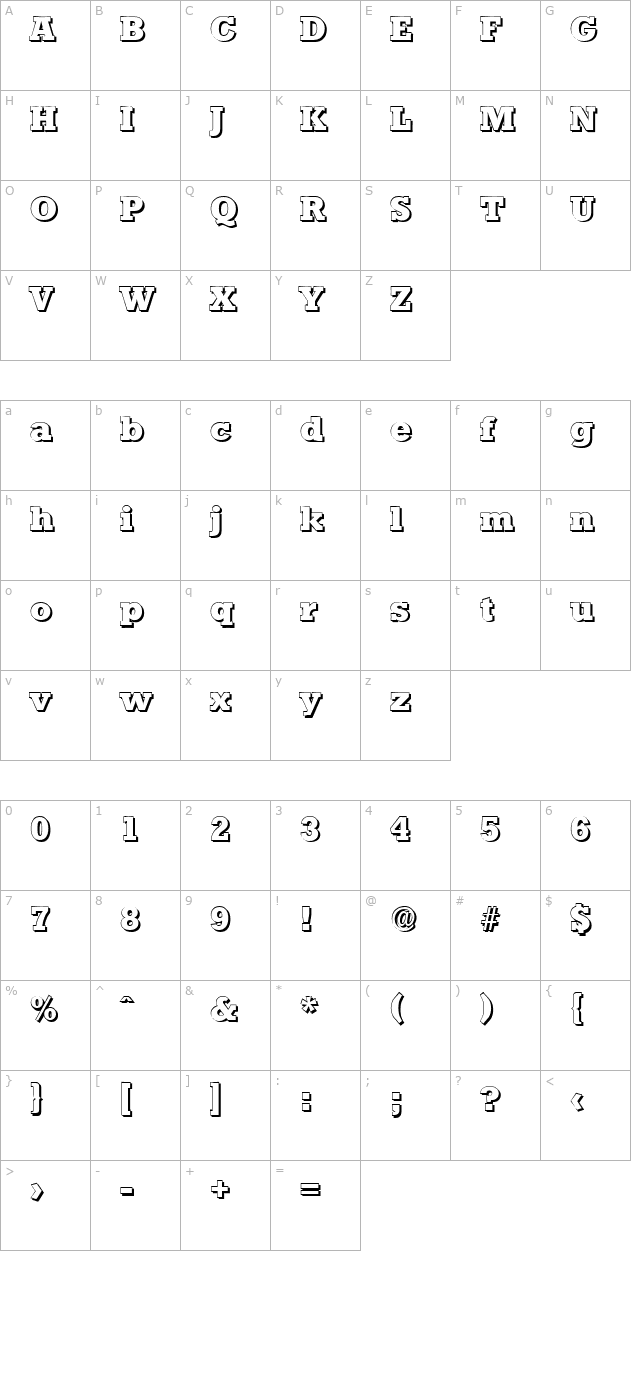 EugeneBeckerShadow-ExtraBold-Regular character map