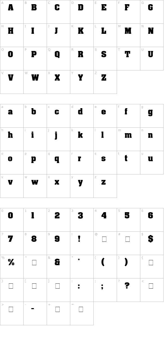 euphemia-display-ssi character map