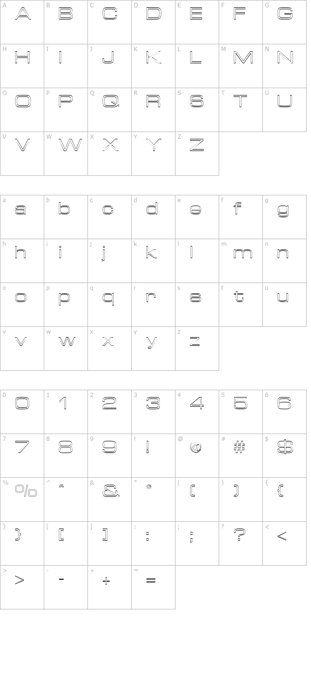 Euro Technic Extended Outline Regular character map