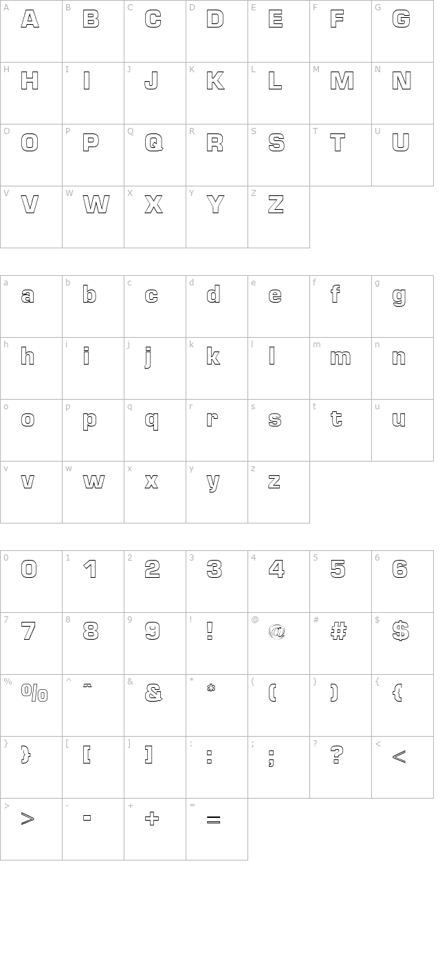 Euro Technic Outline Bold character map