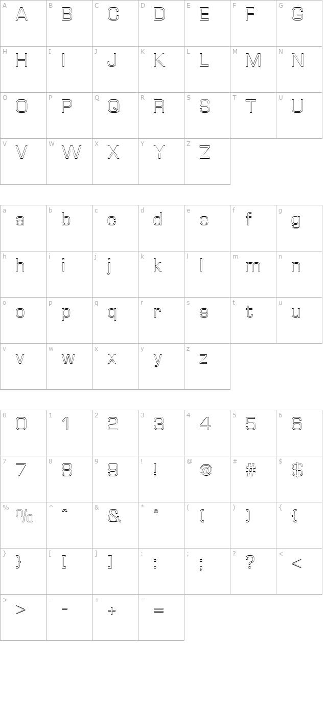 Euro Technic Outline Regular character map