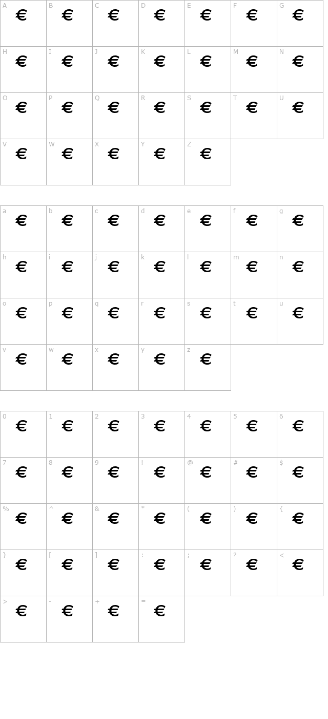 eurosans-bold character map