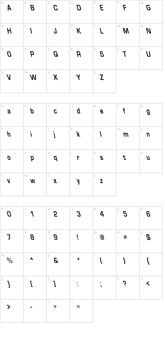 EuroseCondBackslant Regular character map