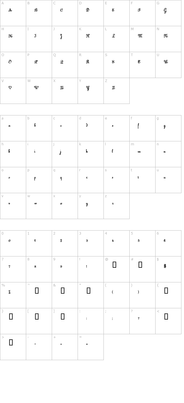 EustonScriptSSK Bold character map