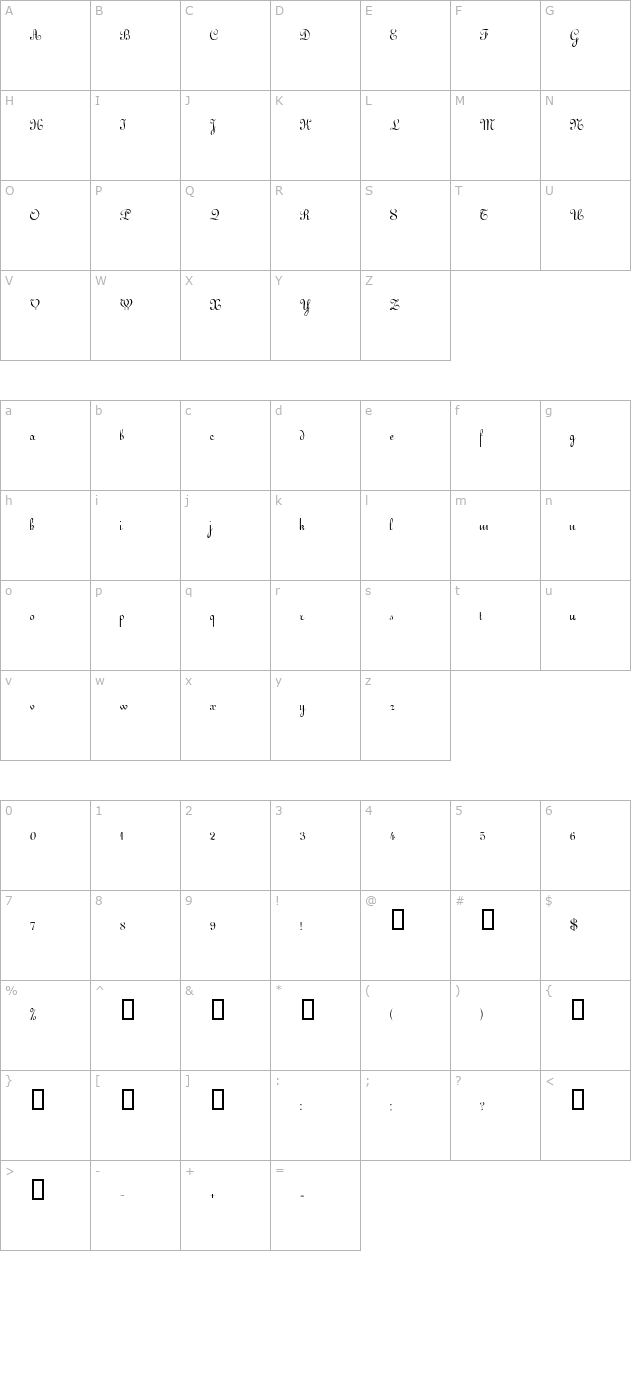 EustonScriptSSK character map