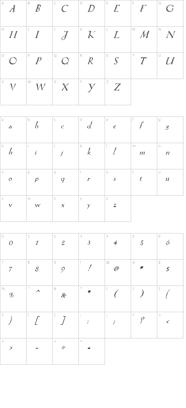 evaantiqualtitsg character map