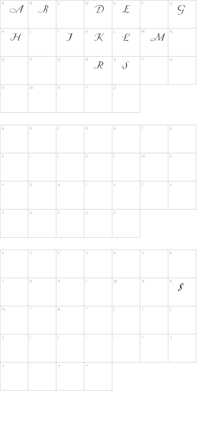 EvaAntiquaLtItSGA character map