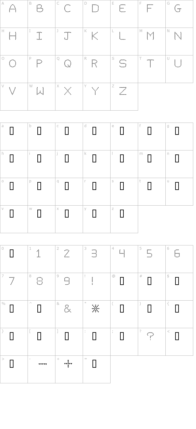 evelyns-heart character map