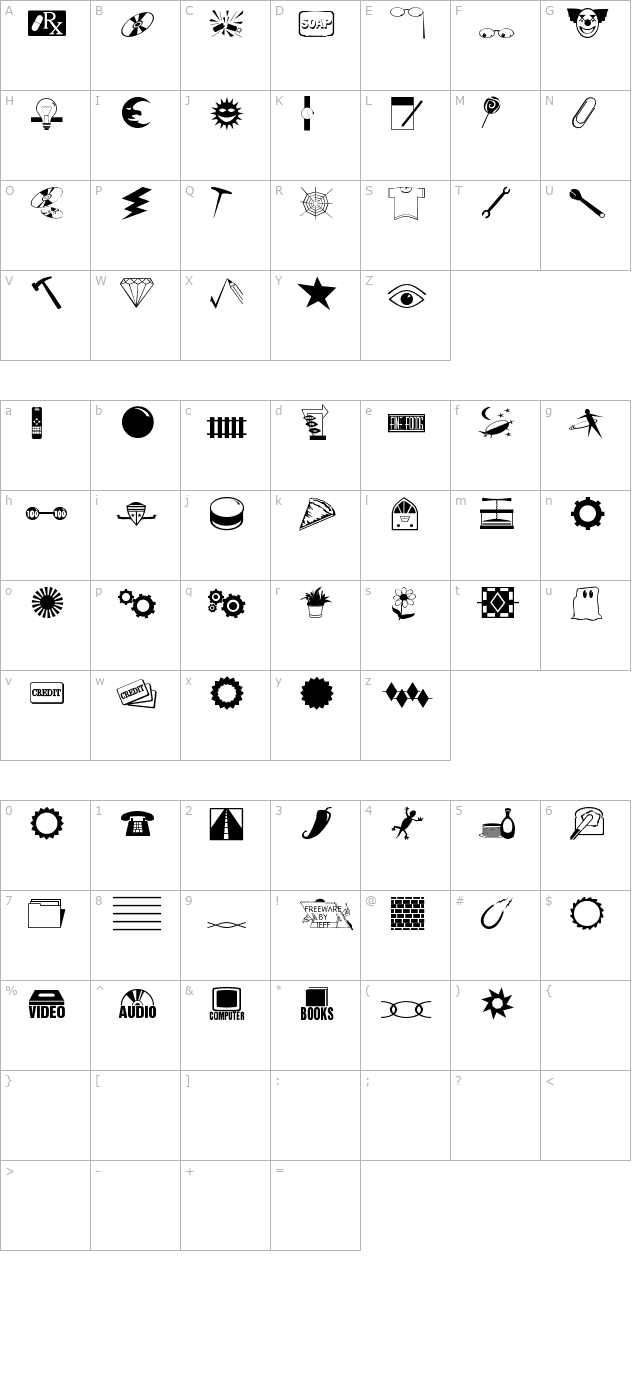 Even More Dings JL character map