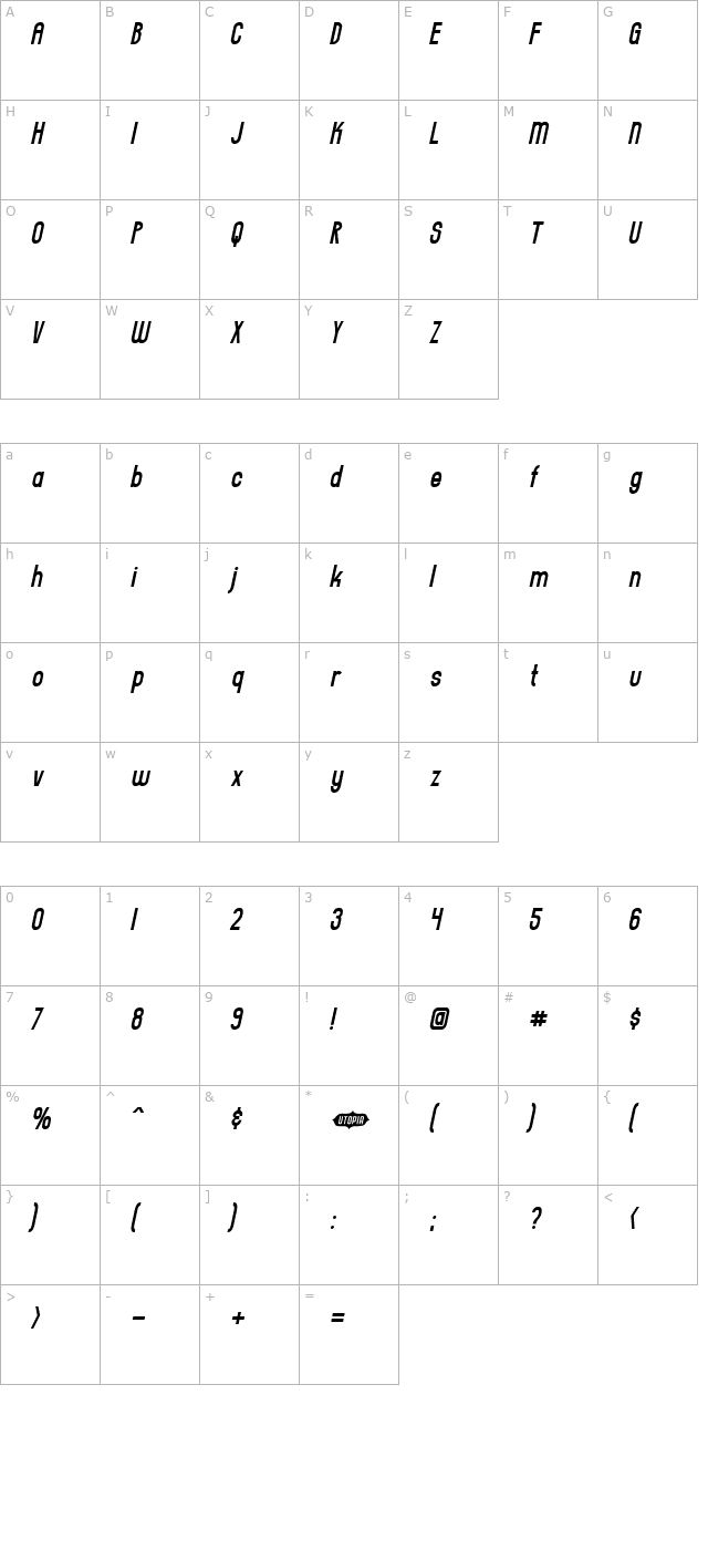 Everyday Formula Gaunt Sway character map