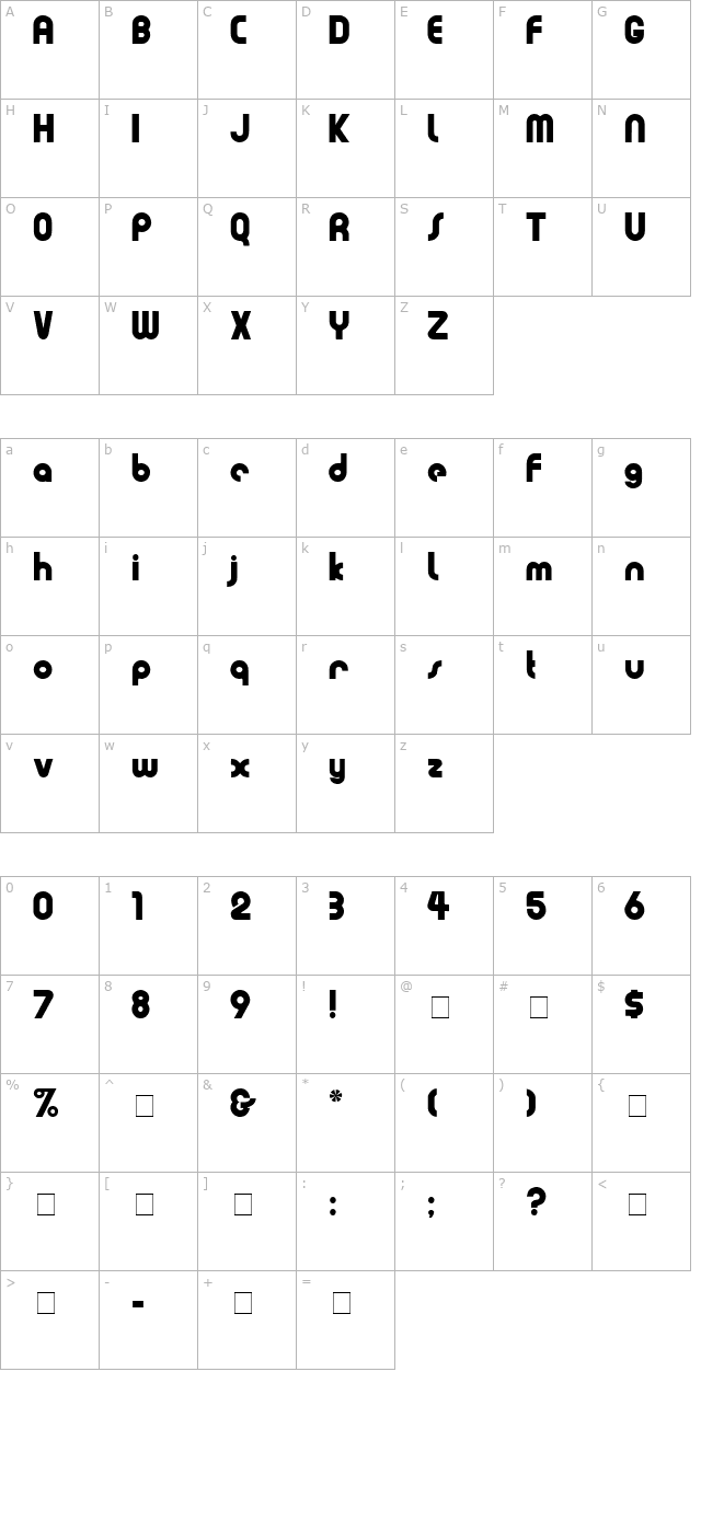 Evia Display SSi character map