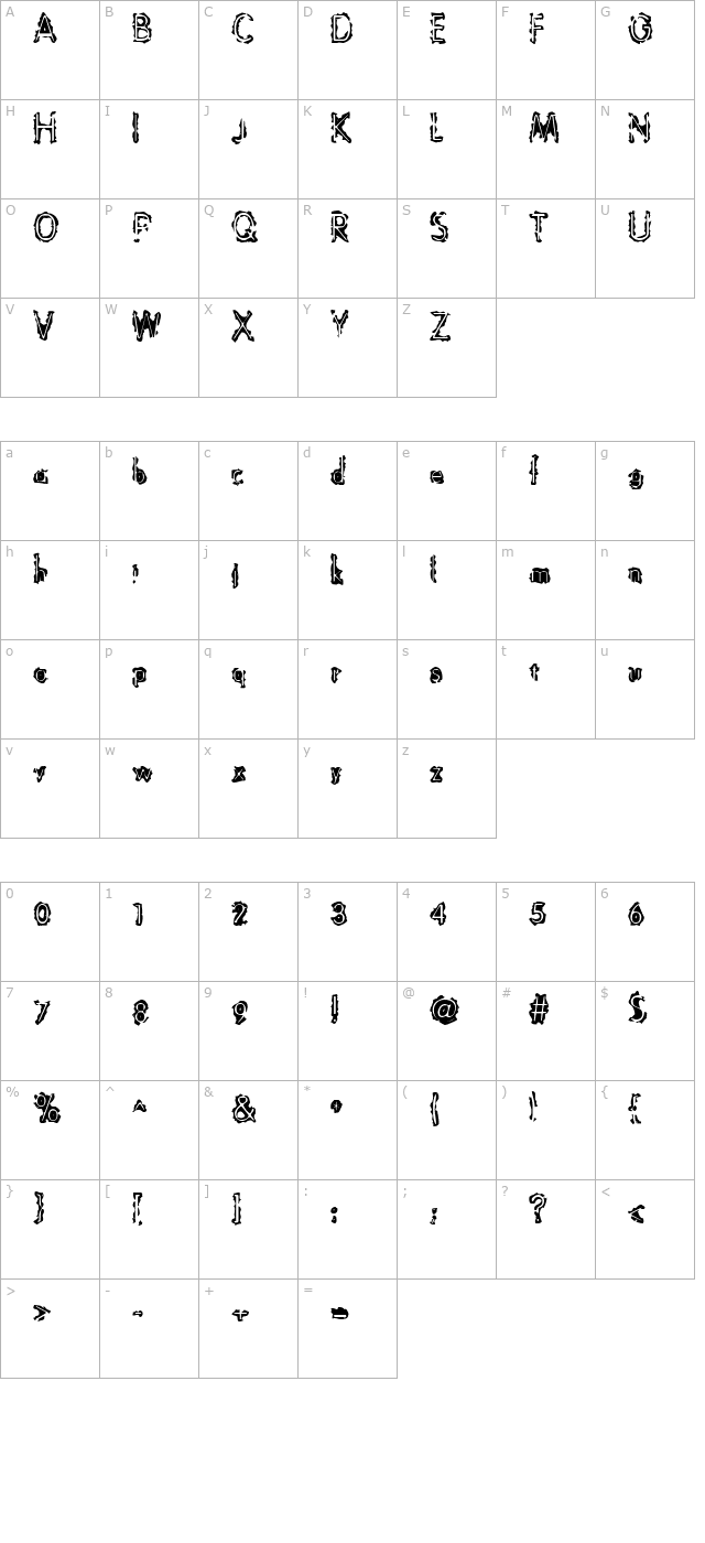 evil-cowregular character map