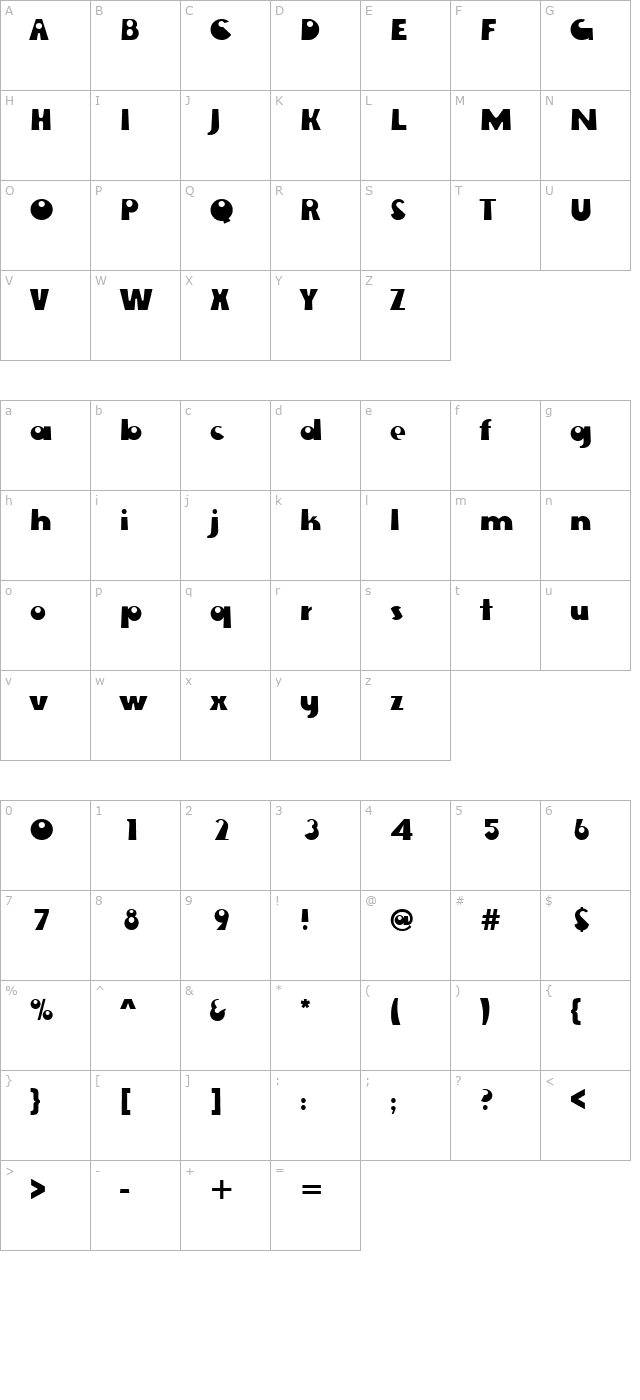 ewing-regular character map