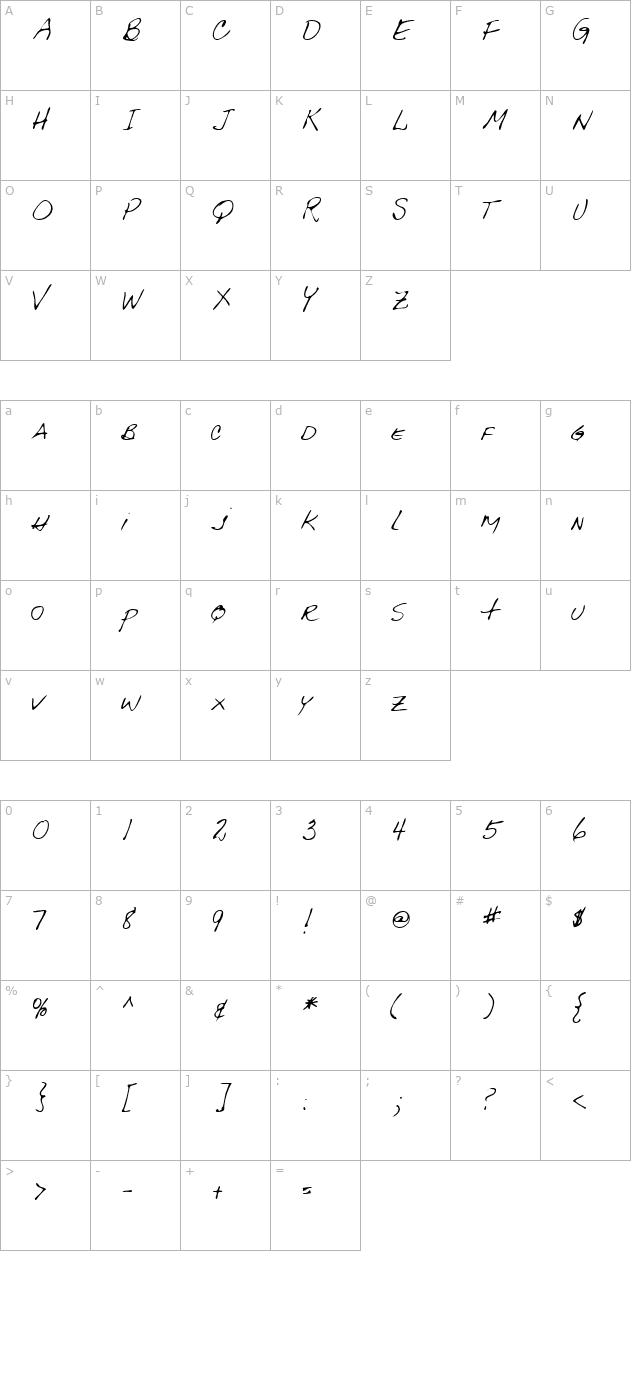 EwingsHand Regular character map