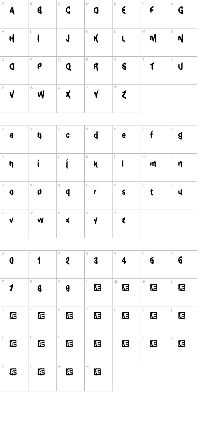 exaggerate-brk- character map