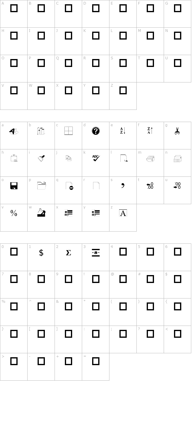 Excel Buttons 2 character map