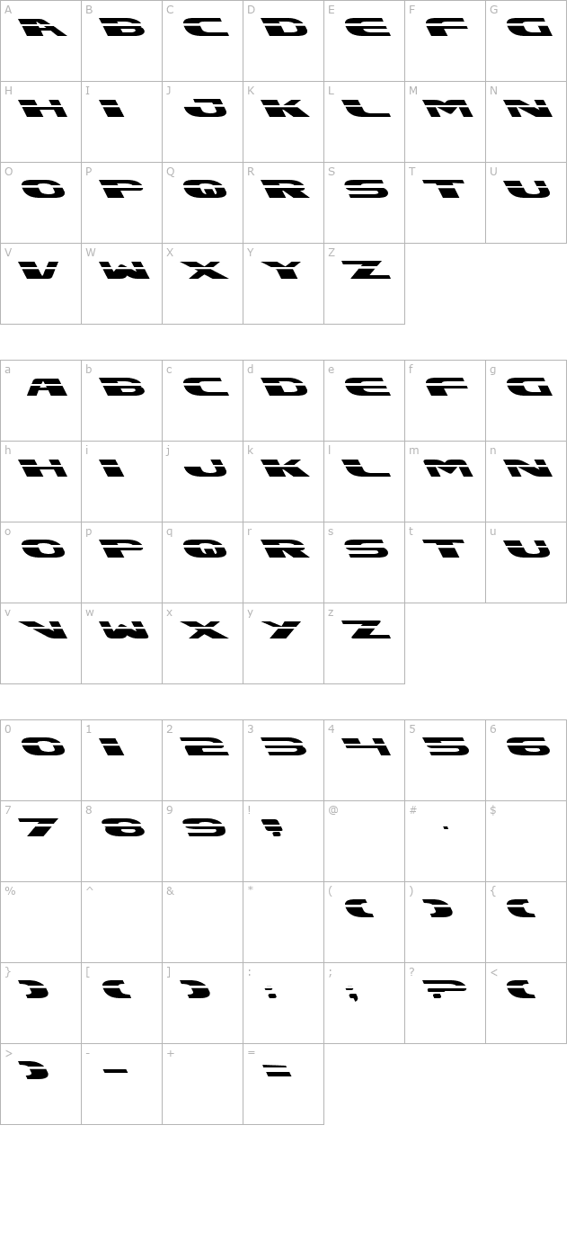 excelerate-left character map