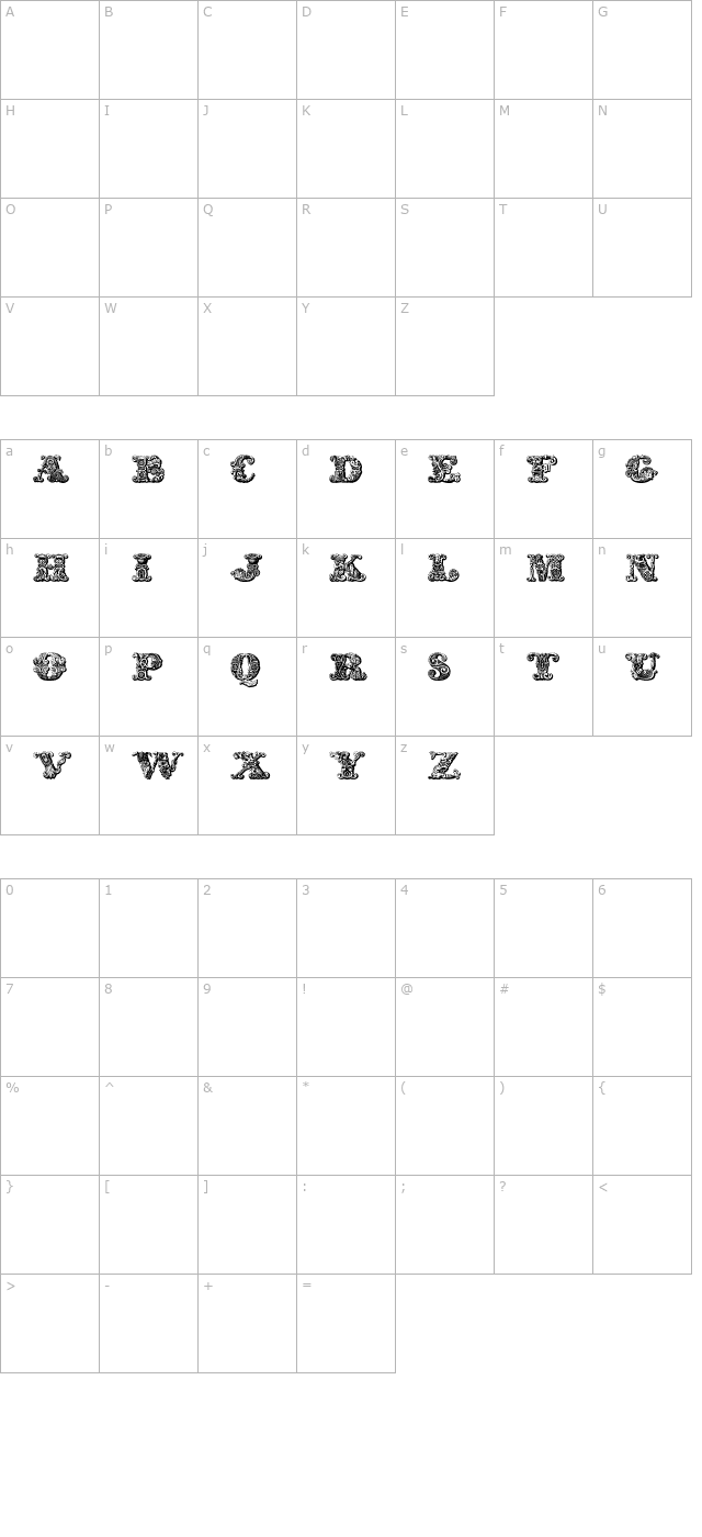 exotica Medium character map