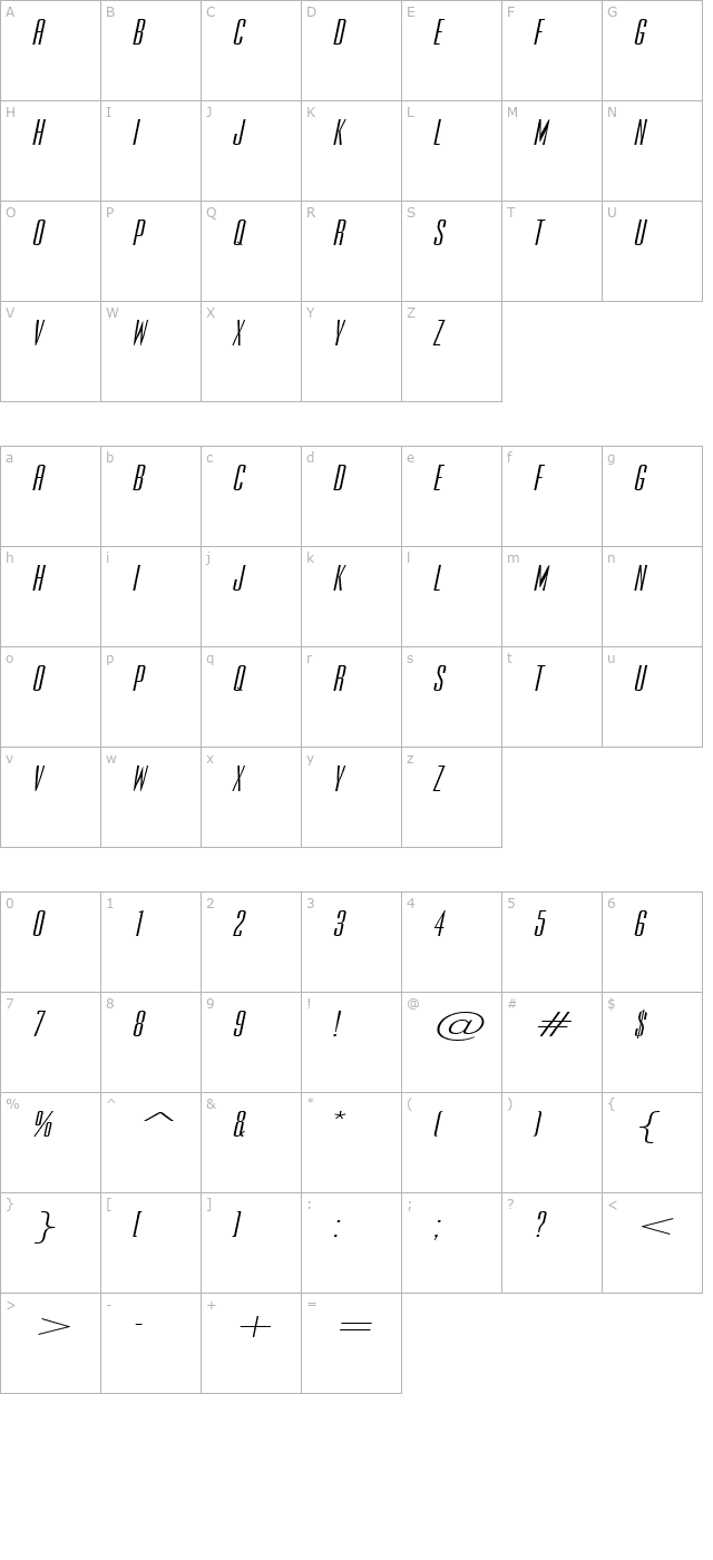 expel-extended-italic character map