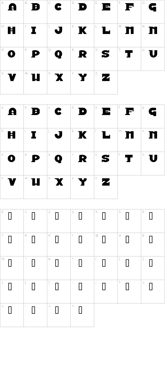 Experimenta character map