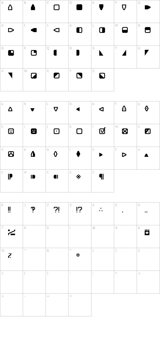 Expo Symbols character map