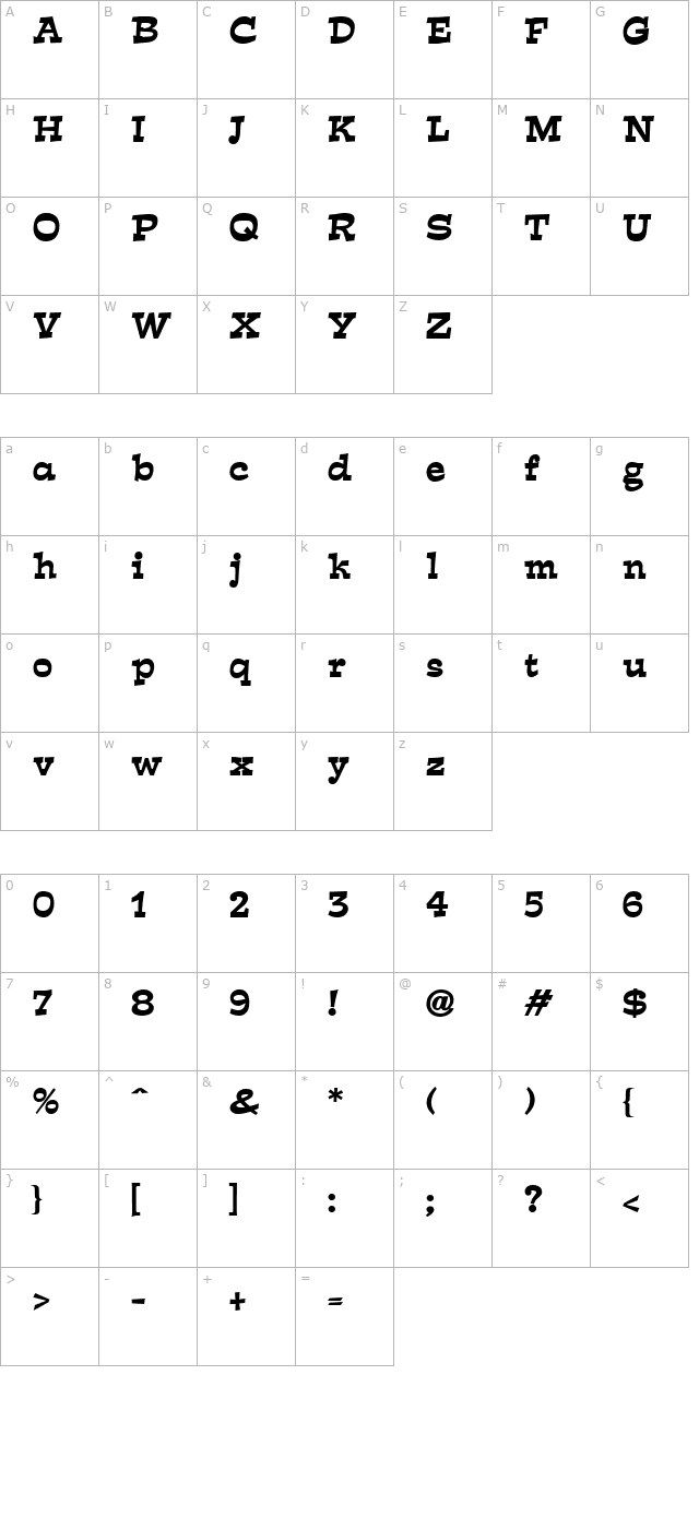 expose-bold character map