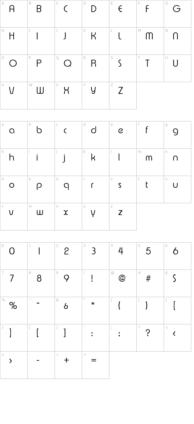 expressa-light character map