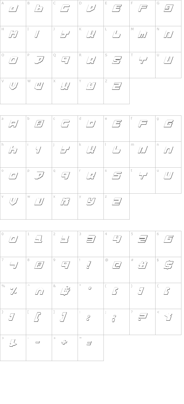 Extechchop Shadow character map