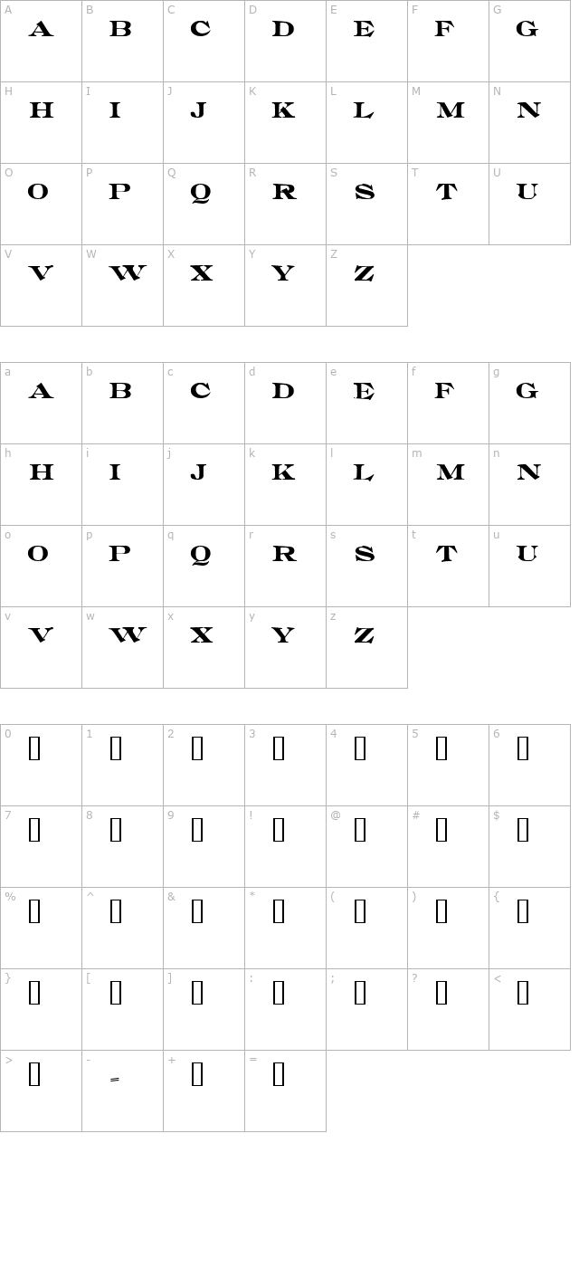 extra-hplhs character map