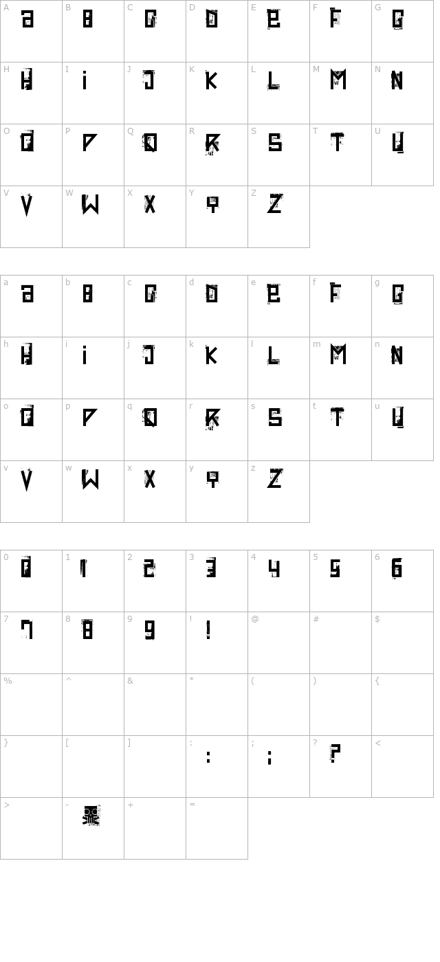 Extravaganza character map