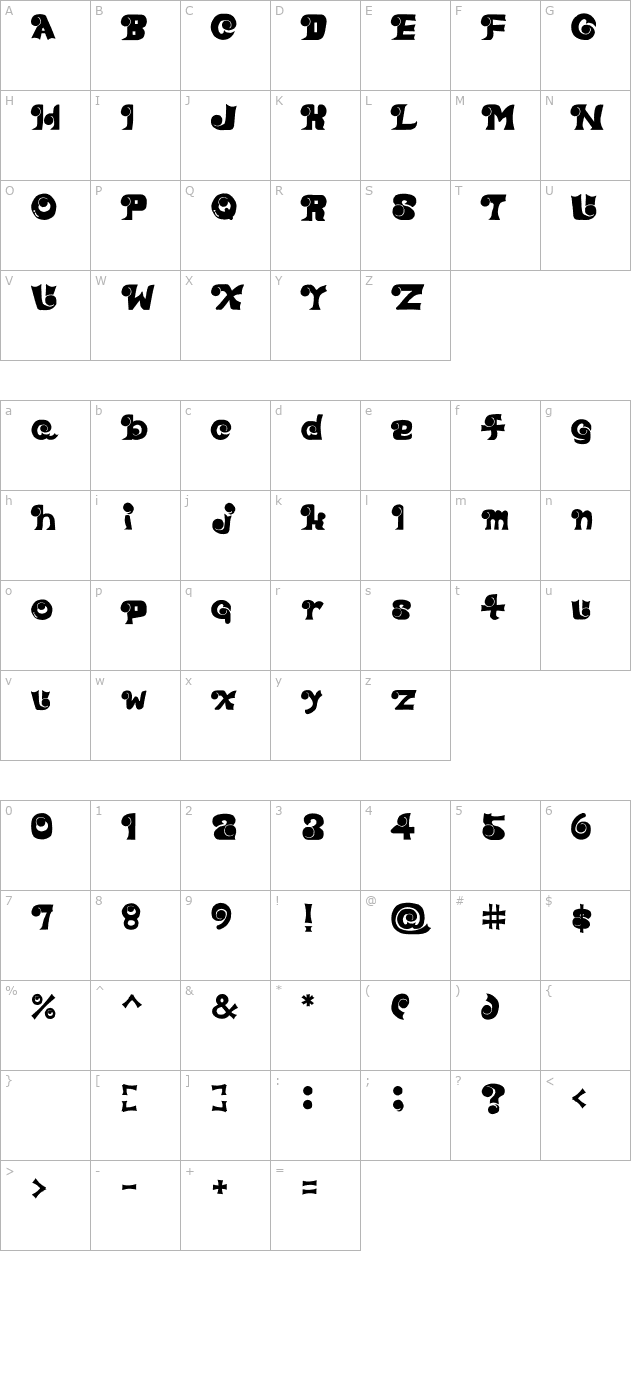 eye-font character map