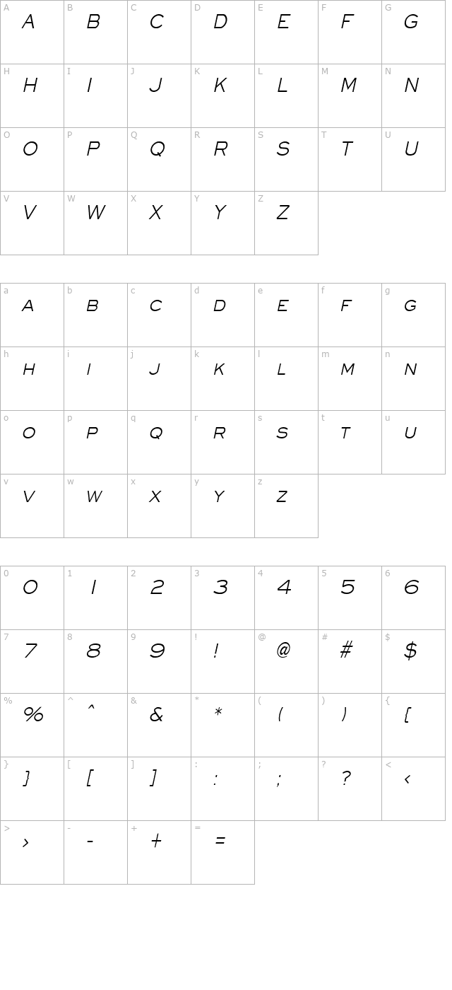 eye-glass-condensed-italic character map