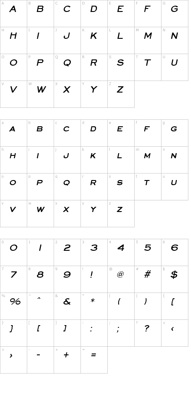 eyechart-bold-italic character map