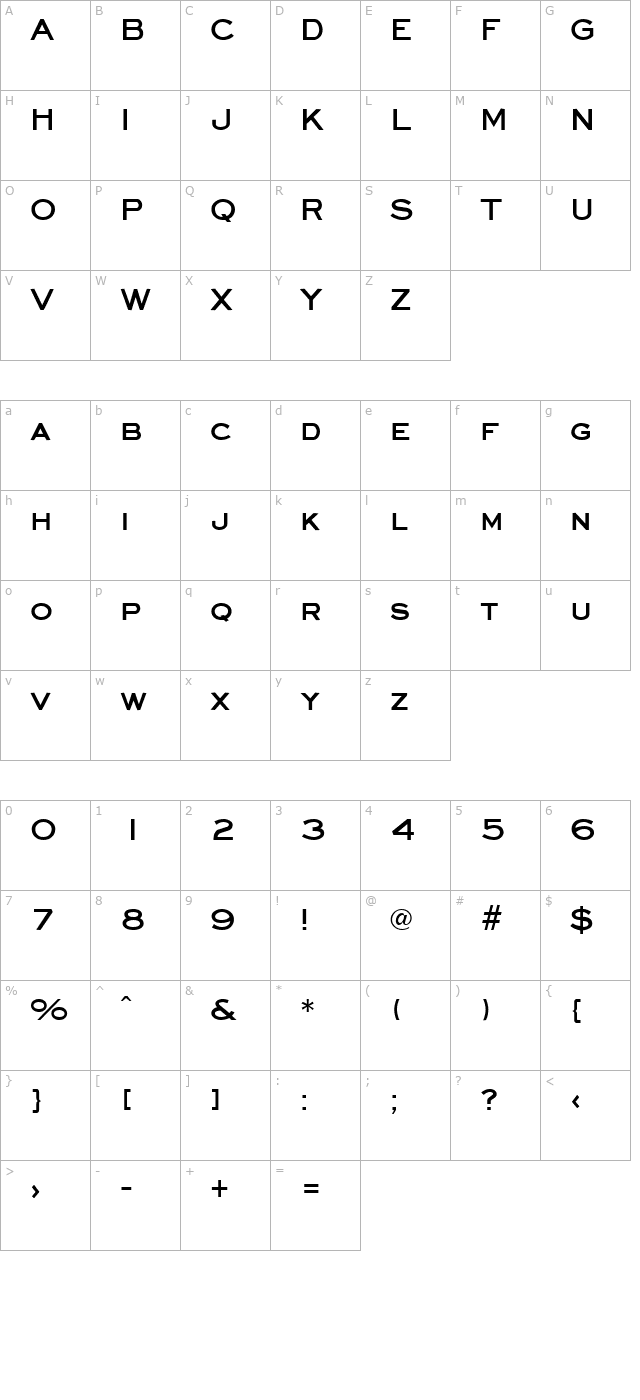 eyechart-bold character map